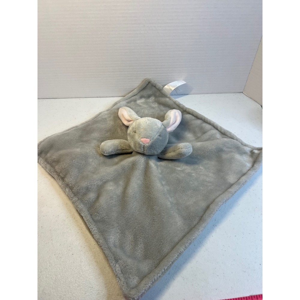 Carters Gray Bunny Rabbit Security Blanket Lovey Pink Satin Ears Plush 13in